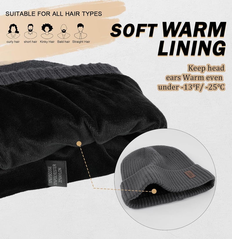 Wmcaps Warm Beanie for Men Women, Fleece Lined Beanie Warm Winter Caps Unisex Fashion Knit Cuffed Cap - Image 2